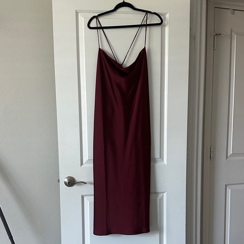 H&M Burgundy Midi Slip Dress NWOT